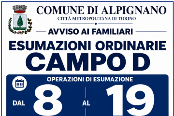 Esumazioni Ordinarie Campo D - dal 08/10/2026 al 19/10/2026